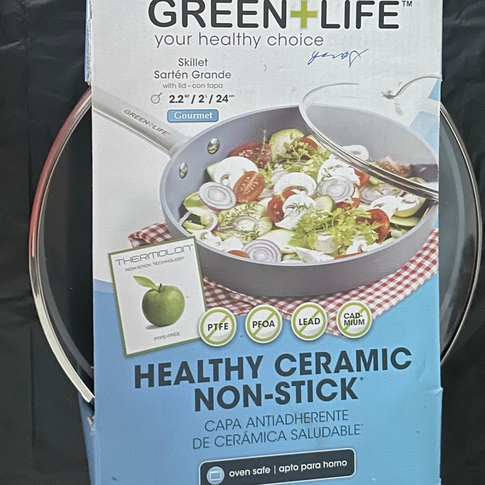 Green Life/ceramic non-stick skillet,brushed,riveted stainless steel handle
